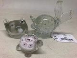 (2) Figural Animal Glass Paperweights