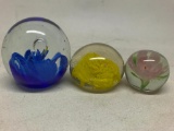 (3) Glass Paperweights