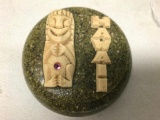 Hawaiian Paperweight W/Stone Carving