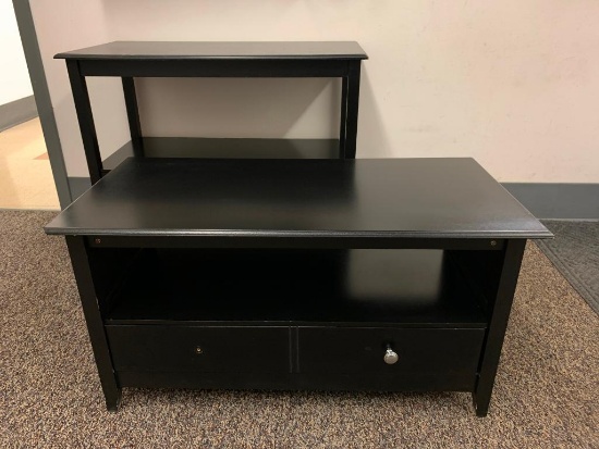 Black 2-Drawer Stand W/Matching Small Stand