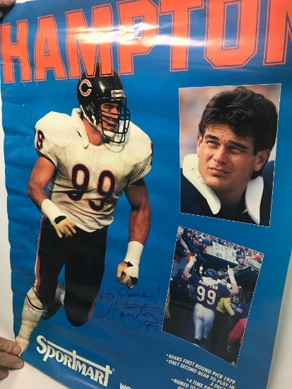 (7) Autographed Dan Hampton Posters (Chicago Bears Football Player)