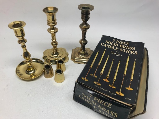 Nice Group Of Brass Candle Holders