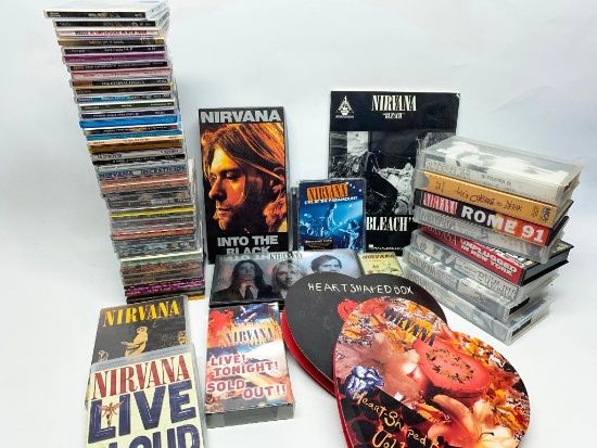 Group of 40 Loose Nirvana CDs, CD Sets, Books and More
