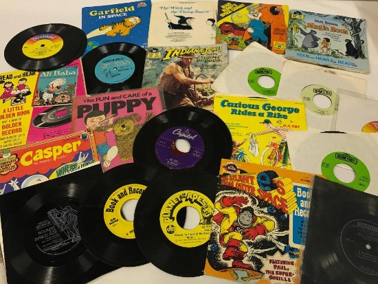 Group of Kids Music Records and Records with Books