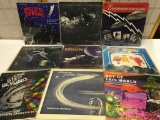 9 Vintage Records of Space Music 33 RPM Records