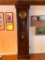 Antique Oak Grandfathers Clock W/Brass Dials, Pendelum, & Weights + Pillar Front