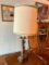 (2) Brass Lamps W/Cloth Shades