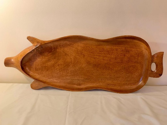 Large Monkey Pod Wood Meat Platter Shaped Like A Pig