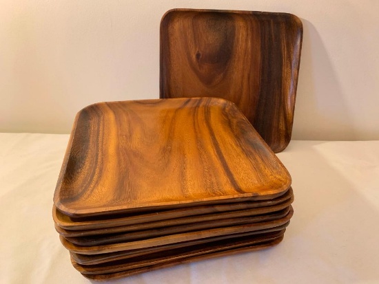 (10) Monkey Pod Wood Plates