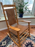 Cracker Barrel Oak Rocker W/Rush Seat & Back is 46