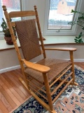 Cracker Barrel Oak Rocker W/Rush Seat & Back is 46