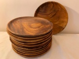 (12) Monkey Pod Wood Round Plates