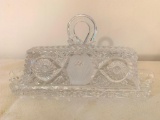 Vintage Crystal Covered Butter W/Etching