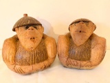 (2) Carved Coconut Figures