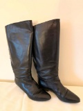 Ladies Size 7.5 AA Sudini, Italy, Black Leather Riding Boots