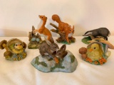 (6) Crown Staffordshire, England, Hand Painted Resin Animals