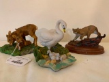 (3) Hand Painted Resin Animal Figures