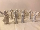 (8) White German Porcelain Musical Angels Figures