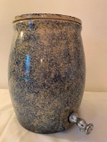 Stoneware Beverage Crock W/Spigot In Spongeware Pattern