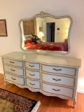 French Provencial 9-Drawer Dresser W/Wall Mirror By Drexel Furniture