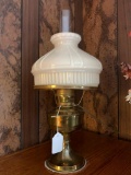 Brass Aladdin Style Oil Lamp W/Glass Shade-Electrified