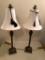 (2) Matching Decorator Stick Lamps W/Cloth Shades & Tassels