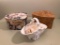 (2) Heart Shaped Decorator Boxes & Soap In A Ceramic Basket