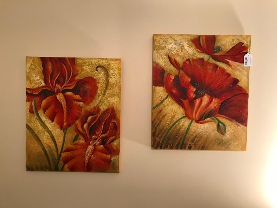(2) Matching Oil On Canvas Paintings