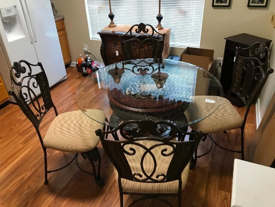 Ashley Furniture Glass Top Dinette Table W/4 Matching Chairs