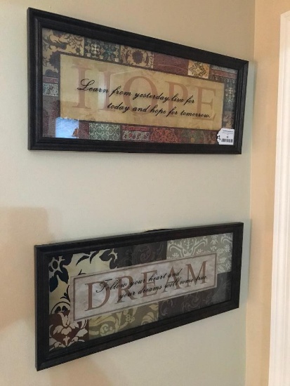 Matching "Dream" & "Hope" Framed Motto Pictures