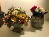 Glazed Pottery Vase W/Grapes & Ceramic Planter