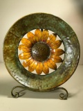 Metal Painted Sunflower Decoration On Stand