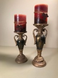 (2) Candleholders W/Candles