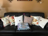 Group of 6 Throw Pillows and A Bunny Throw