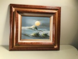 Framed, Oil on Canvas of Beach Scene