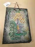 Decorative, Wine Themed Wall Hanging on Slate