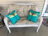 Plastic Wicker Love Seat with Cushions