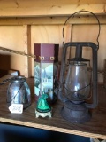 Lot with Monarch Oil Lamp, Wine Holder and More in Shed