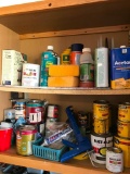 Contents of Double Door Cabinet in Garage of used Stains, Paints and More!