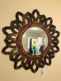 Round Beveled Wall Mirror In Metal Frame