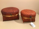 (2) Woven Decorator Baskets W/Lids