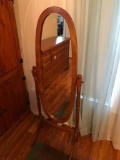 Wood Framed Chevel Floor Mirror