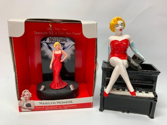 Marilyn Monroe Ceramic Planter & Musical Ornament In Box