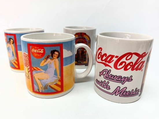 (4) 1990 Coca Cola Mugs
