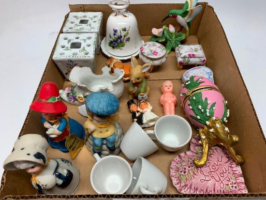 Group W/Bisque Figural Bells, Ring Boxes, Small Planters, & More As Pictured