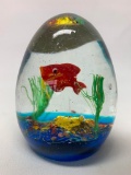 Murano, Italy Glass Paperweight W/Goldfish