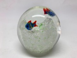 Art Glass Paperweight W/Fish