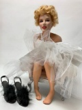 Porcelain Marilyn Monroe Doll W/Stool