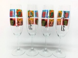 (4) Marilyn Monroe Stemmed Glasses W/Andy Warhol Artwork