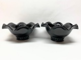 (2) Matching Black Glass Fruit Bowls